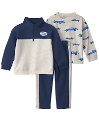 Carter's Toddler Boys' 2T-5T Color-Block Fleece Long-Sleeve Top, Sweatshirt and Pants, 3-Piece Set