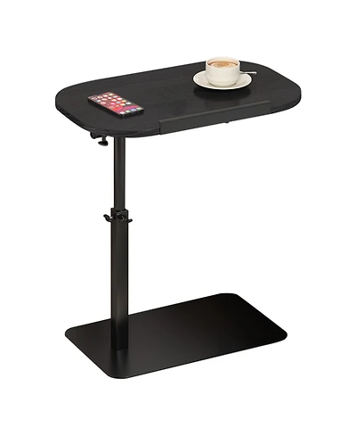 homfan Adjustable C-Shaped End Table - 360degree(s) Rotatable Sofa Armrest Tray, Heavy Metal Base Snack Table for Sofa, Bed or Study