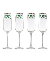 Lenox Holiday Decal Flute Glasses, Set of 4
