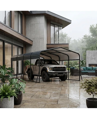 homfan 12x20 Feet Heavy Duty Metal Carport, Galvanized Steel Frame with Durable Roof Panels, Vehicle Parking Shelter