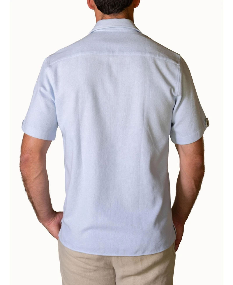 Koy Clothing Men's Cotton Short Sleeve Sack Weave Shirt