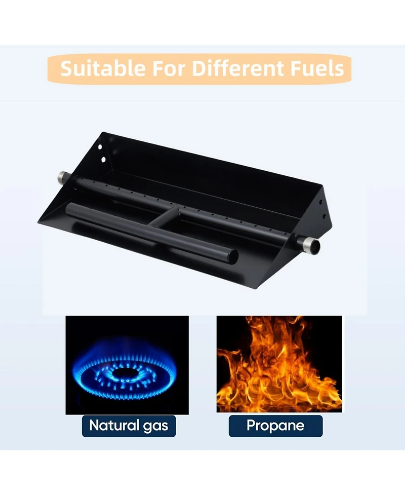 homfan 60000 Btu Powder-Coated Steel Drop-In Fire Pit Burner Pan, Dual Fuel Natural Gas and Propane Insert Kit