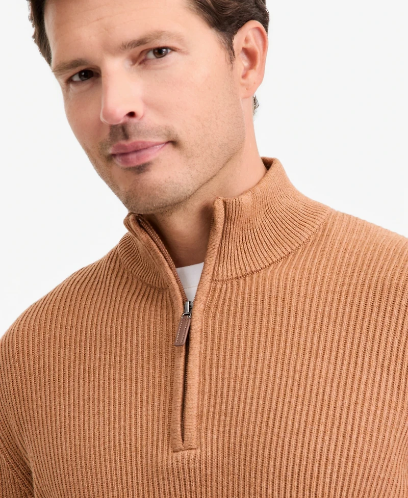 Club Room Men's Cotton Refined Cardigan Stitch Quarter-Zip Sweater, Macy's Exclusive