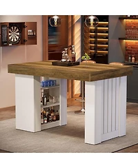 Tribesigns 55.12-Inch Bar Table, Farmhouse Counter Height Dining Table with 3-Tier Storage Shelves, Home Bar Unit