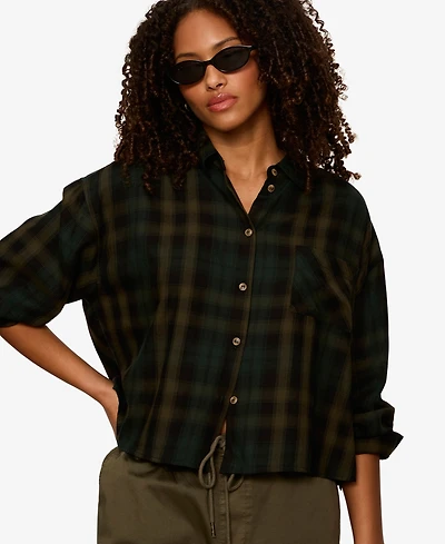 Sanctuary Women's The Autumn Cropped Flannel Button-Up Shirt