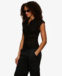 Sanctuary Women's Lace Muscle Sleeveless Collared T-Shirt