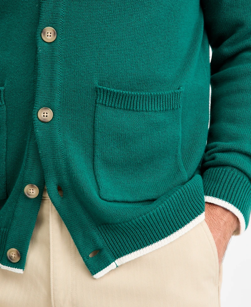 Club Room Men's Cotton Tipped Button-Up Cardigan, Macy's Exclusive