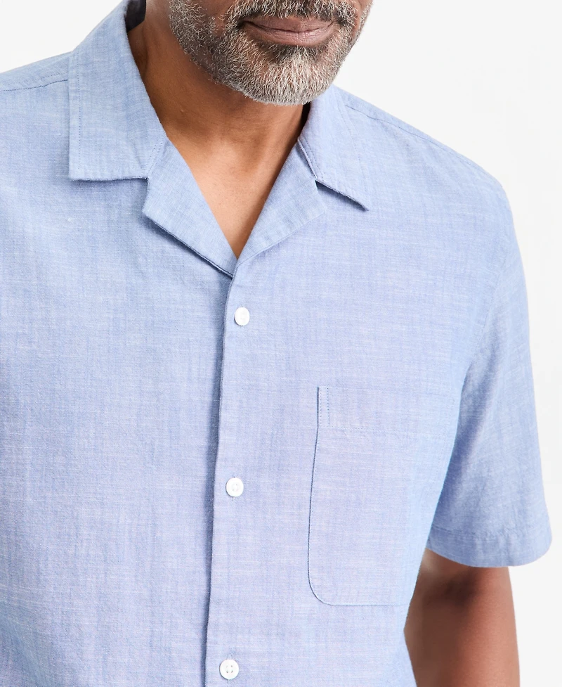 Club Room Men's Cotton Chambray Short-Sleeve Camp Shirt, Macy's Exclusive