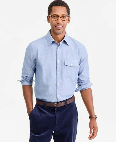 Club Room Men's Cotton Chambray Flap-Pocket Shirt, Macy's Exclusive