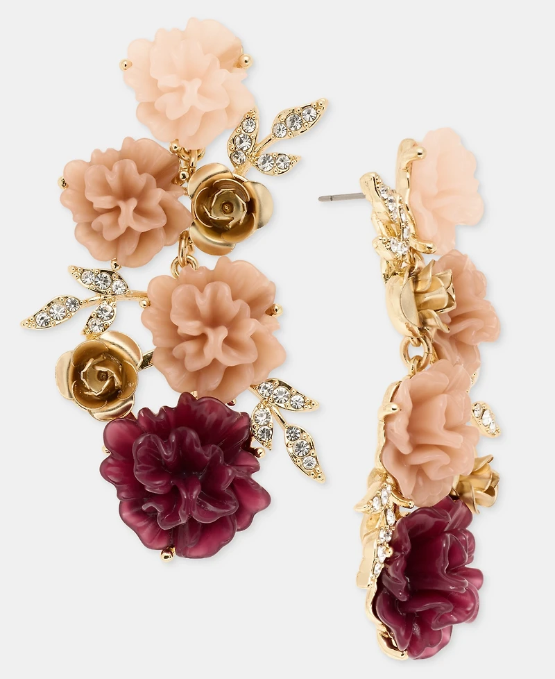 lonna & lilly Pave Flower Cluster Linear Drop Earrings