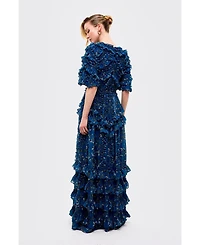 Beauut Women's Ruffle Flutter Sleeves Maxi Dress