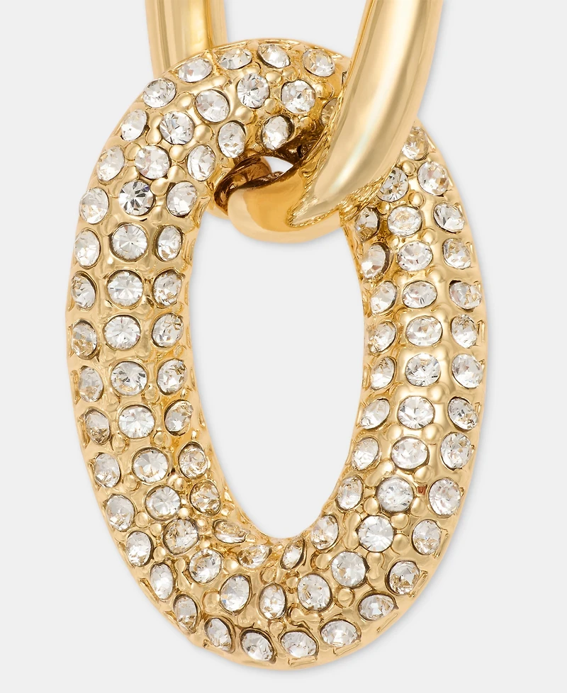 Dkny Pave Link Linear Drop Earrings