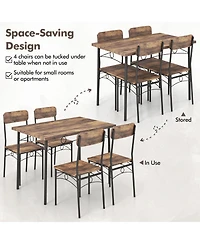 Sugift 5-Piece Industrial Dining Table Set for 4 for Small Place Apartment