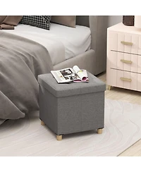 sumyeg 18-Inch Storage Ottoman with Rubber Wood Legs for Living Room or Bedroom