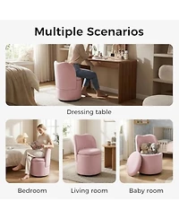 gaomon 360degree(s) Swivel Modern Upholstered Accent Stool Barrel Chair, Velvet Vanity Chair with Hidden Storage