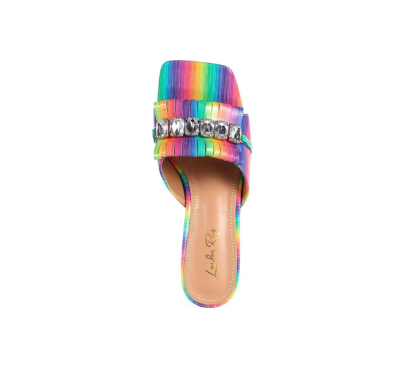 Women's Deeba Diamante Embellishment Clear Spool Heel Sandals