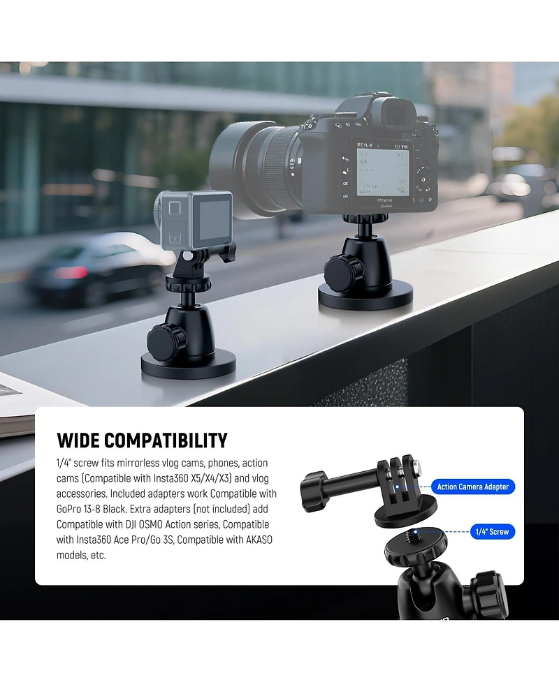 Neewer Gp-101 Camera Mounting Accessory for select GoPro, Dji and Insta360 action cameras