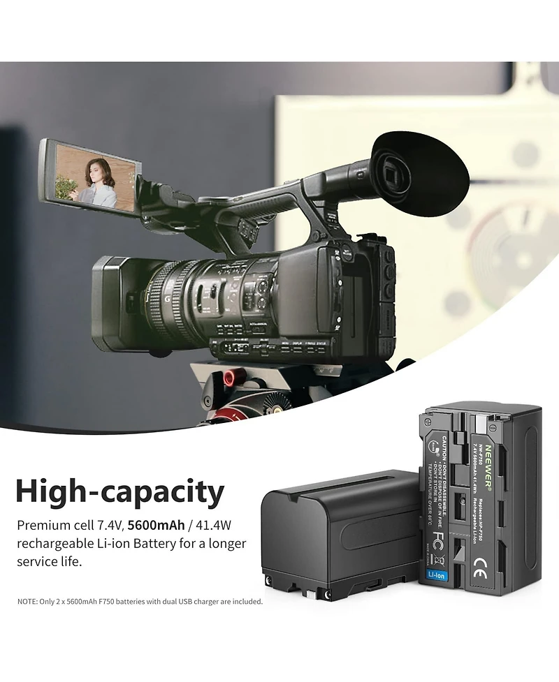 Neewer Np-F750 Camera Battery and Charging Accessory with 5600mAh for select Sony Np-f-series devices