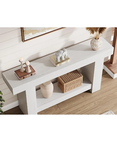 homfan Console Table with Lower Shelf for Entryway, Hallway or Living Room, Long Sofa Table with Storage, Multiple Finishes