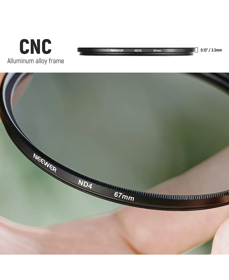 Neewer ND2 Camera Lens Accessory with ND2, ND4, ND8 for select Canon, Nikon and Sony cameras