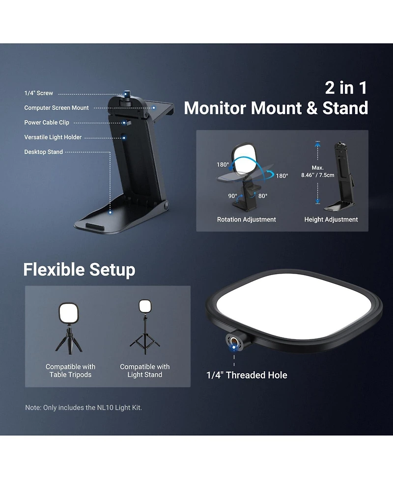 Neewer NL10 Vlog Monitor with 10W, CRI95, Bi Color