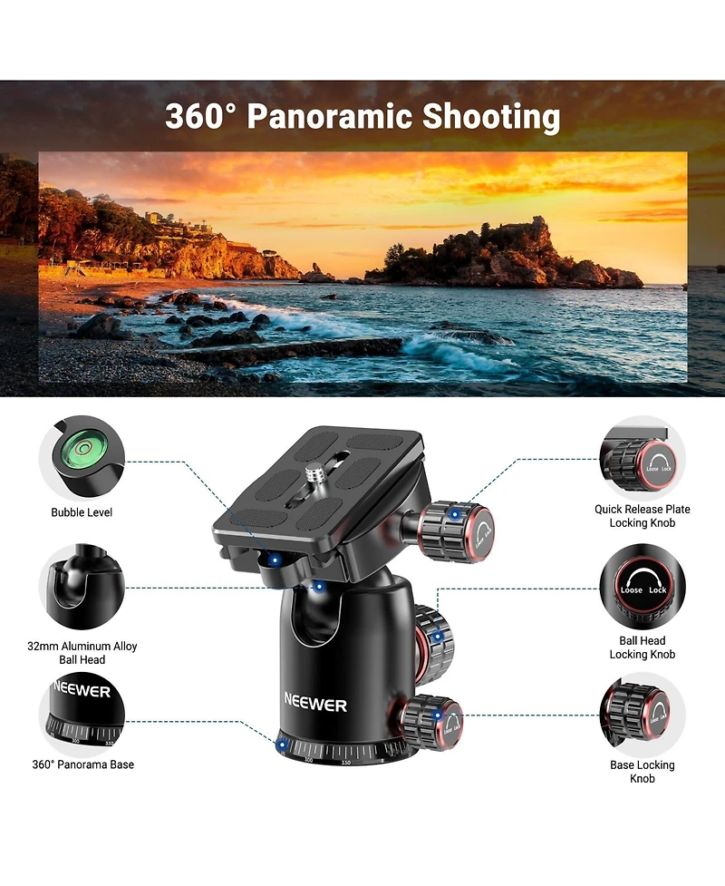 Neewer TP014 Camera Tripod with 76 Inch, 17.6 lb