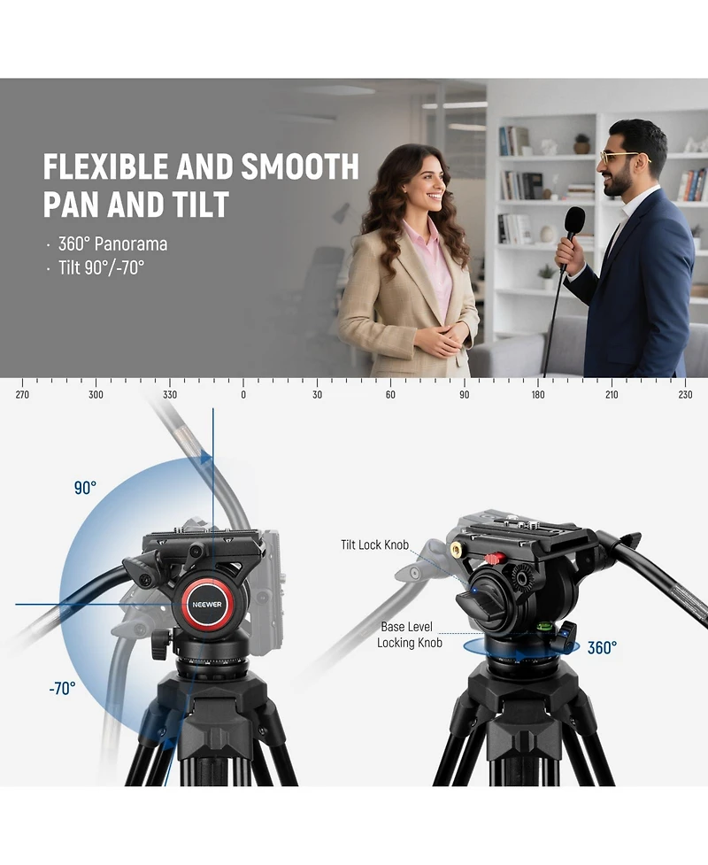 Neewer TP73 Camera Tripod with 13.2 lb for Dji Gimbals Manfrotto Qr Plates