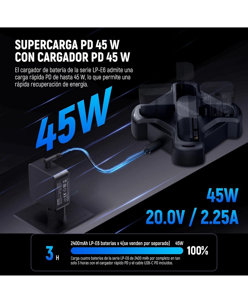 Neewer Lp-E6 Camera Battery and Charging Accessory with 45W for Canon Eos R5 Mark Ii 6D Mark Ii