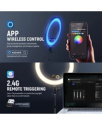 Neewer RL45C Ring Light with 45W, 3100lux, 2500K-10000K for select iPhone models