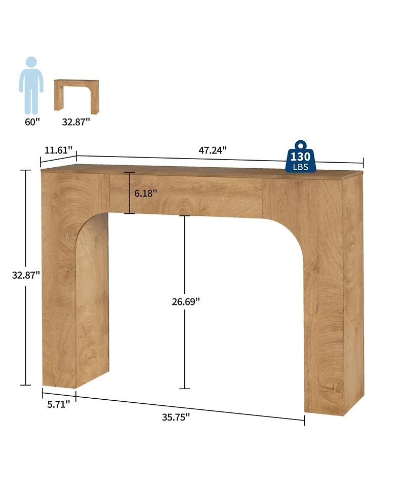 homfan 47 Inch Slim Farmhouse Console Table, Narrow Wooden Entryway Table, Space-Saving Hallway Furniture, Ideal Behind Sofa or in Foyer