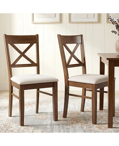 Homcom Dining Chairs Set of 2 Upholste Kitchen with Wooden Frame