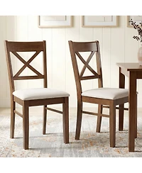 Homcom Dining Chairs Set of 2 Upholste Kitchen with Wooden Frame