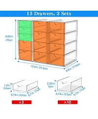 Xdovet Makeup Organizer 13 Drawers Bathroom Desk Storage 3 Pack