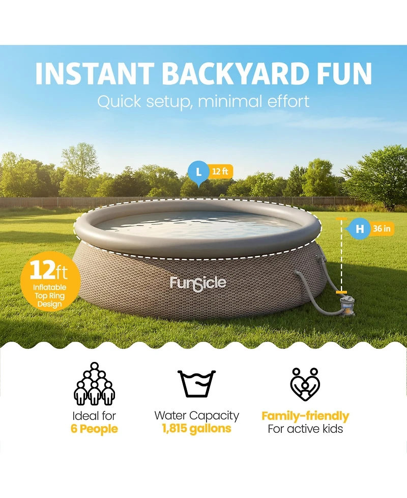 Funsicle QuickSet Ring Top Above Ground Swimming Pool, Basketweave