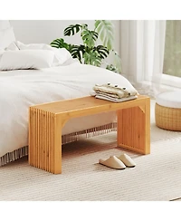 Slickblue Wicker Dining Bench with Solid Wood Frame for Indoor Outdoor