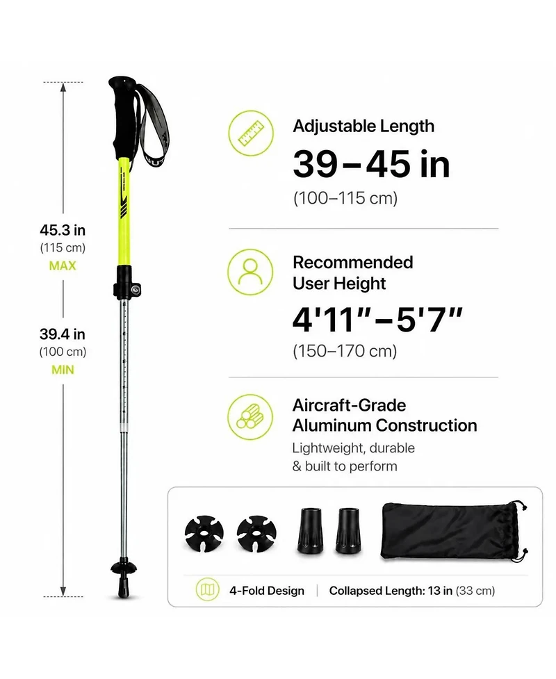 Ayamaya Collapsible Trekking Poles 110cm - Lightweight Folding Hiking Poles
