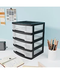 Xdovet 4-Drawer Stackable Desktop Organizer Plastic Storage Cabinet Home Office Kitchen Pantry