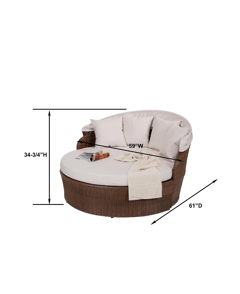 Jiallo Canopy Daybed Outdoor Backyard Patio Furniture Wicker
