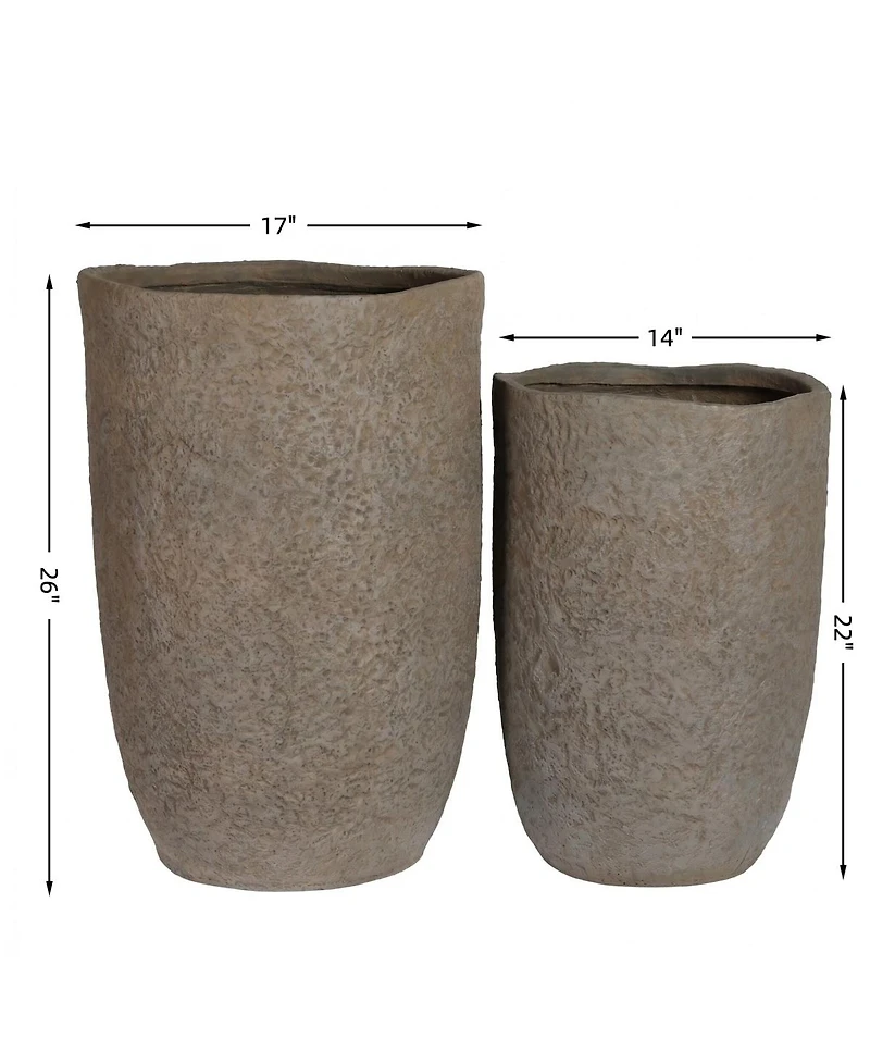 Asagikoiai Set of 2 Tall Outdoor Decorative Planter Pots with Drainage Holes