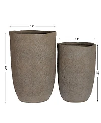 Asagikoiai Set of 2 Tall Outdoor Decorative Planter Pots with Drainage Holes