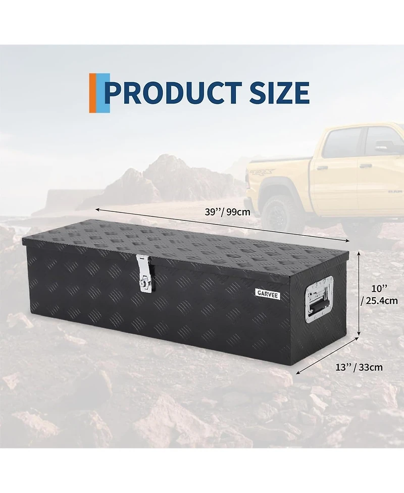 gaomon 39"x13"x10" Heavy Duty Aluminum Truck Bed Tool Boxes with Sliding Shelf, Outdoor Storage Organizer with Lock and Keys