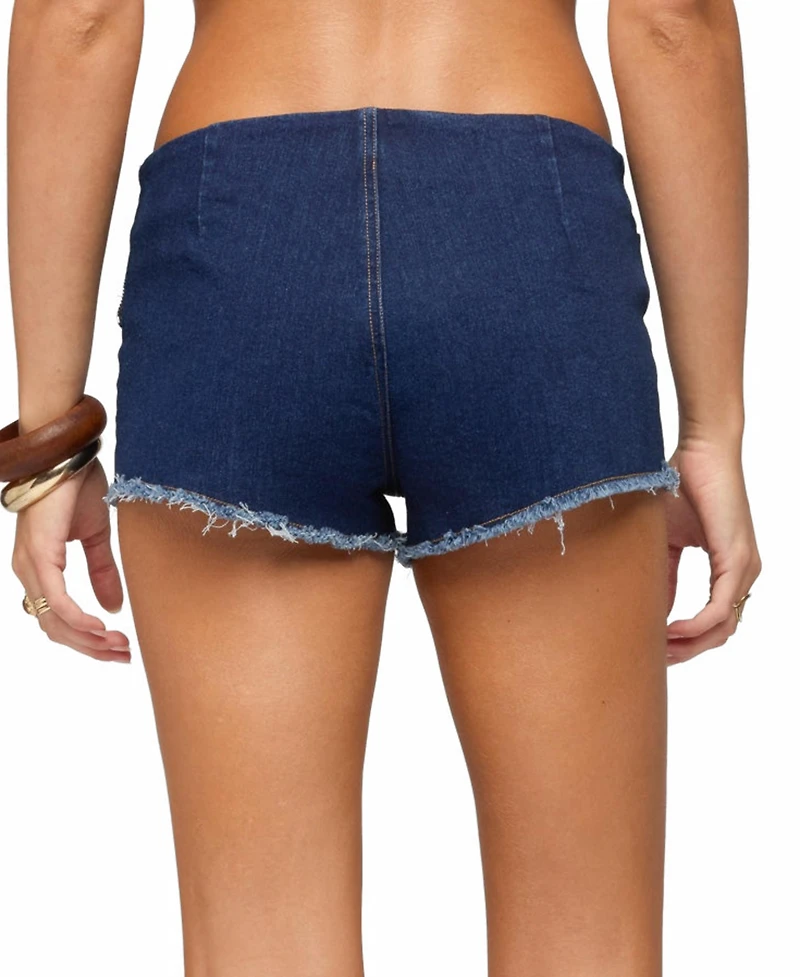Edikted Women's Svea Lace Up Denim Micro Shorts