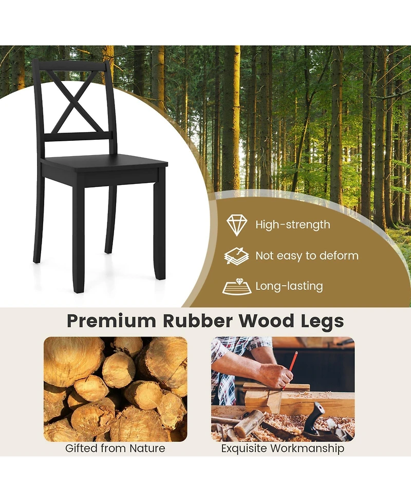 Slickblue Dining Chair Set of 2 with Wooden Frame, Rubber Wood Legs and Curved Back Support