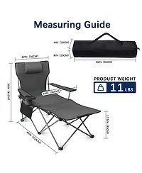 Aofar Reclining Beach Chair Adjustable Camping Lounge Folding Foot Rest 6-Leg