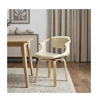 HomeRoots Upholstered Faux Leather Dining Arm Chair