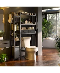 Aheaplus Over Toilet Storage Shelves with Fabric Drawers, Freestanding Bathroom Organizer