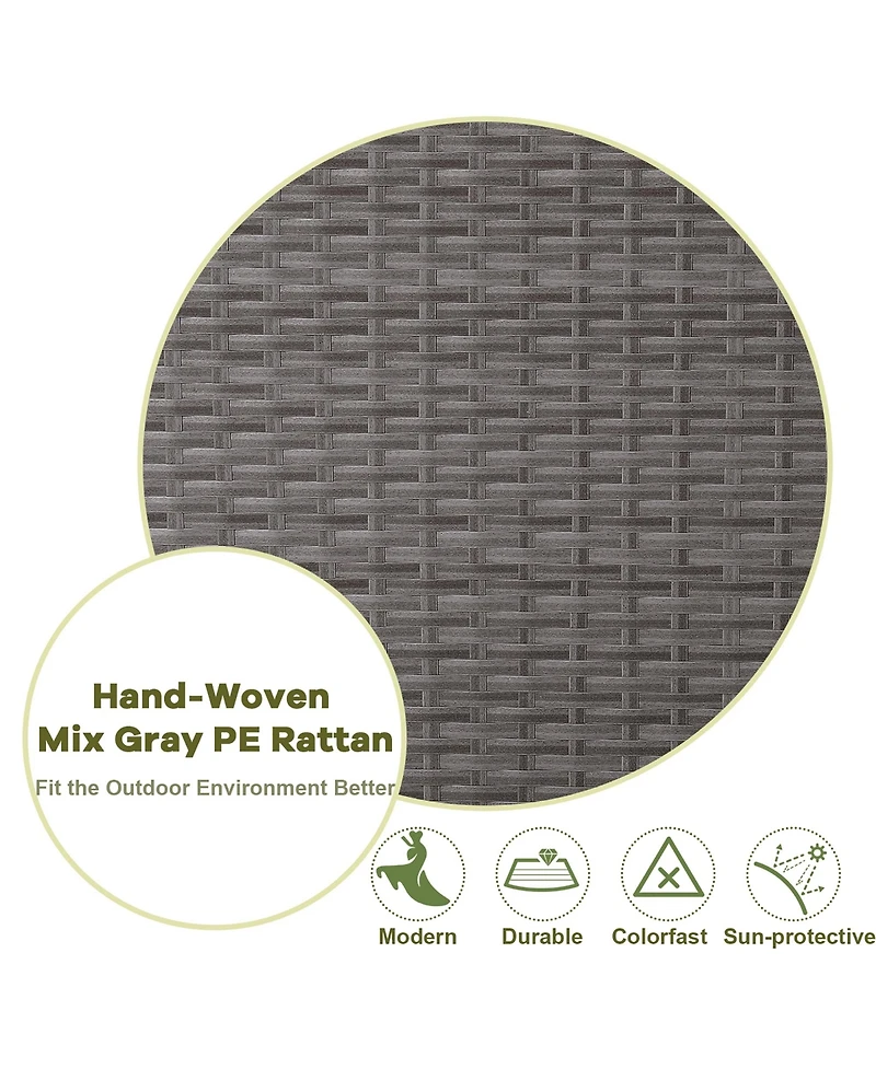 Gymax Patio Rattan Wicker Bar Height Counter Table Storage Shelf Rail Garden