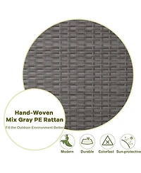 Gymax Patio Rattan Wicker Bar Height Counter Table Storage Shelf Rail Garden