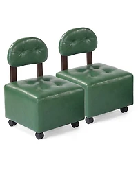 Slickblue Set of 2 Rolling Ottoman Footrest Stools with Lockable Wheels