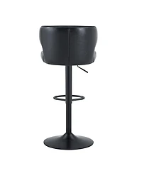 Rainsken Modern Bar Stools Set of 2, with Back and Footrest, Adjustable Pu Leather Swivel Stools, 360degree(s)Swivel Barstools, for Kitchen Island